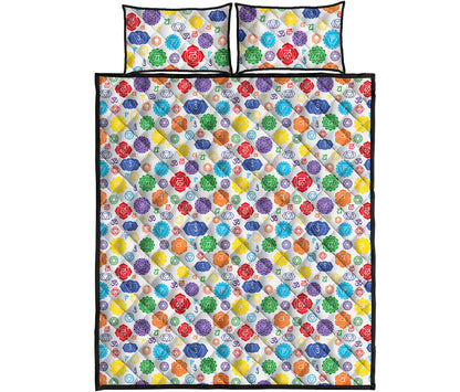 Seven Chakra Symbols Pattern Print Quilt Bed Set