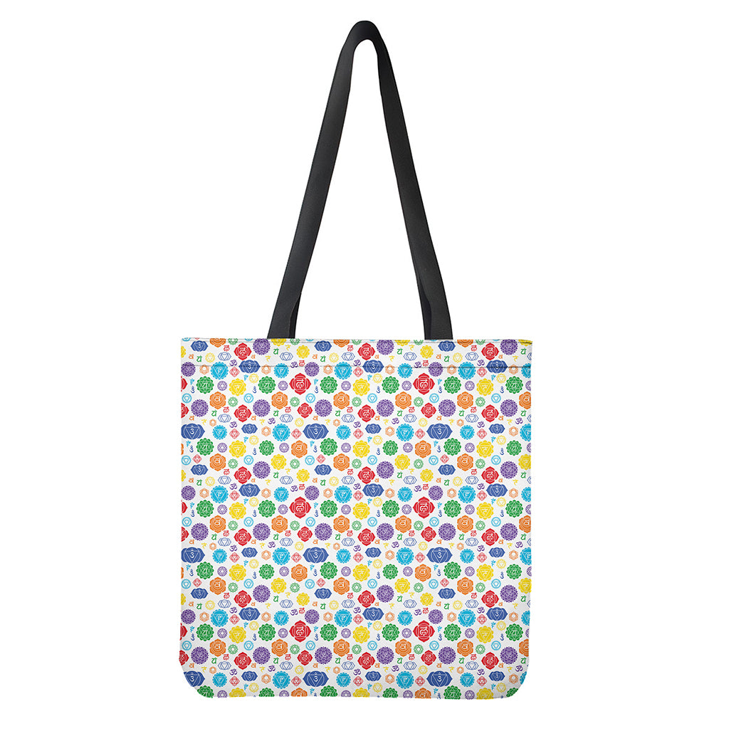 Seven Chakra Symbols Pattern Print Tote Bag