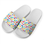 Seven Chakra Symbols Pattern Print White Slide Sandals