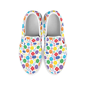 Seven Chakra Symbols Pattern Print White Slip On Shoes