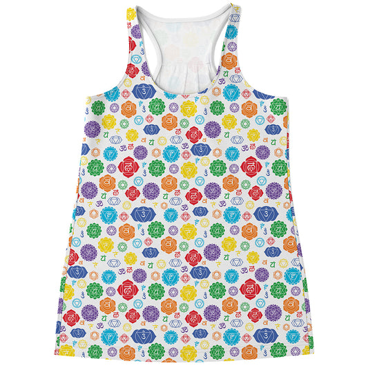 Seven Chakra Symbols Pattern Print Women's Racerback Tank Top
