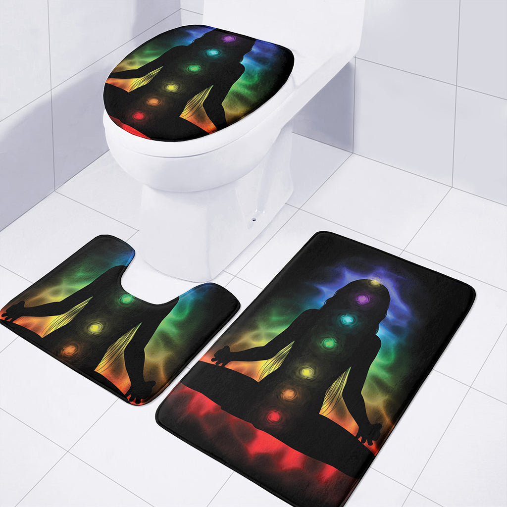 Seven Chakras Aura Print 3 Piece Bath Mat Set