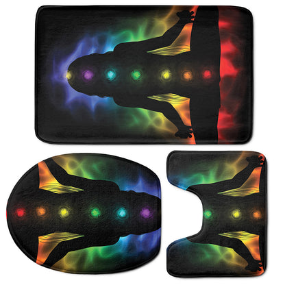 Seven Chakras Aura Print 3 Piece Bath Mat Set