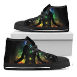 Seven Chakras Aura Print Black High Top Shoes