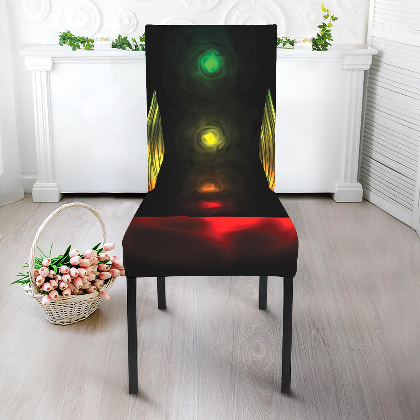 Seven Chakras Aura Print Dining Chair Slipcover