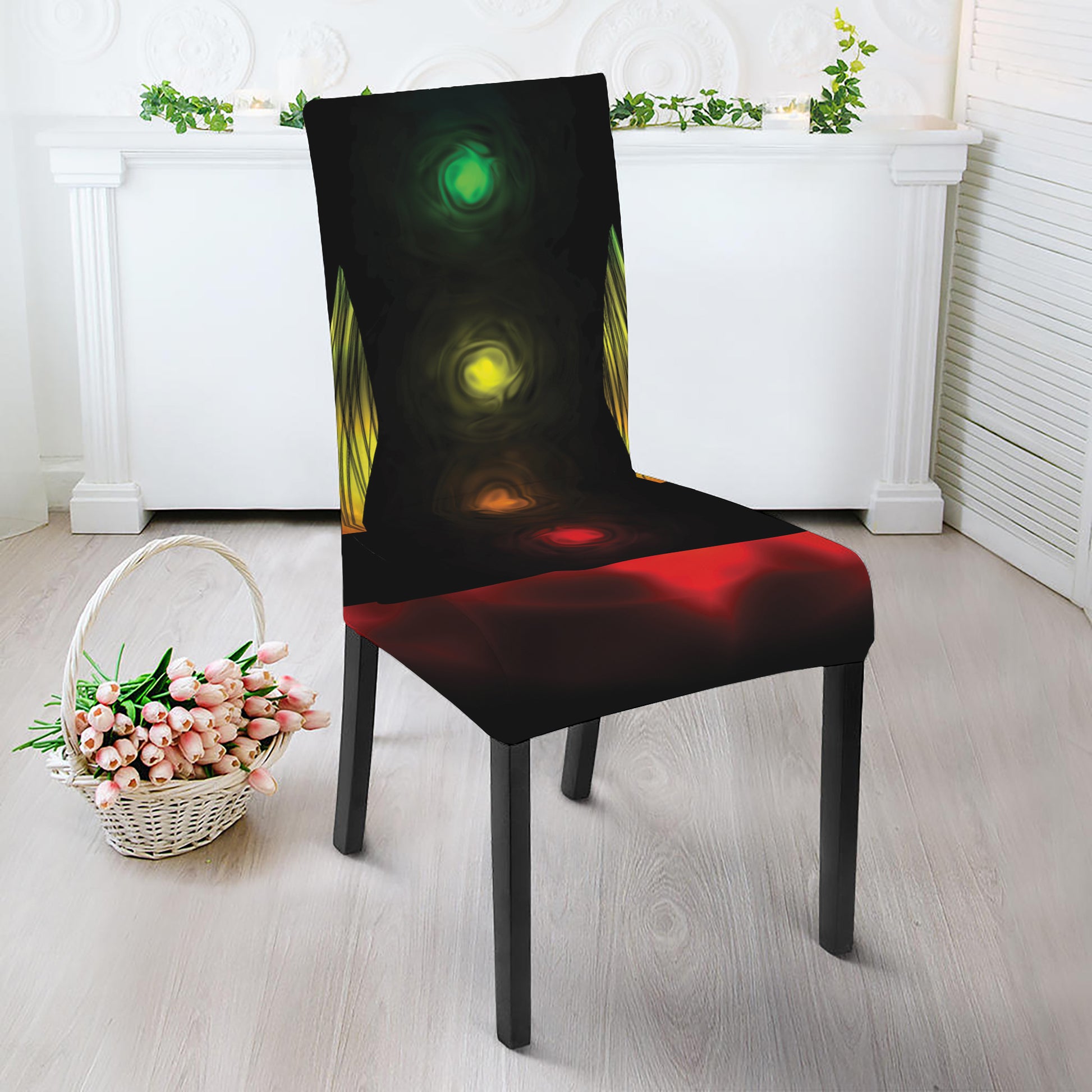 Seven Chakras Aura Print Dining Chair Slipcover