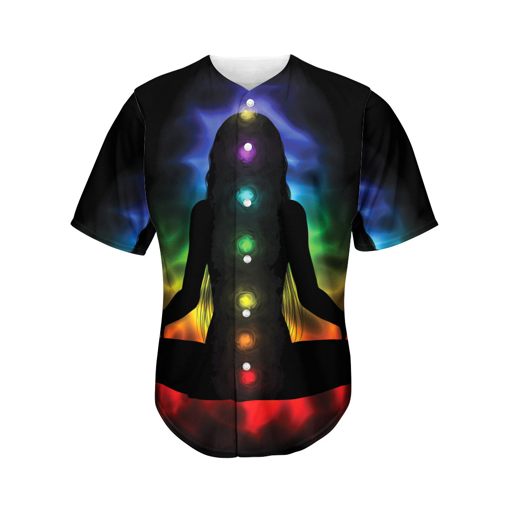 Seven Chakras Aura Print Men's Baseball Jersey