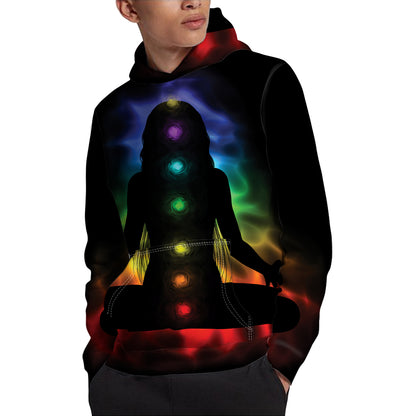 Seven Chakras Aura Print Pullover Hoodie
