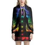 Seven Chakras Aura Print Pullover Hoodie Dress