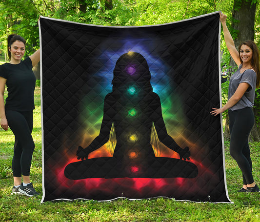 Seven Chakras Aura Print Quilt