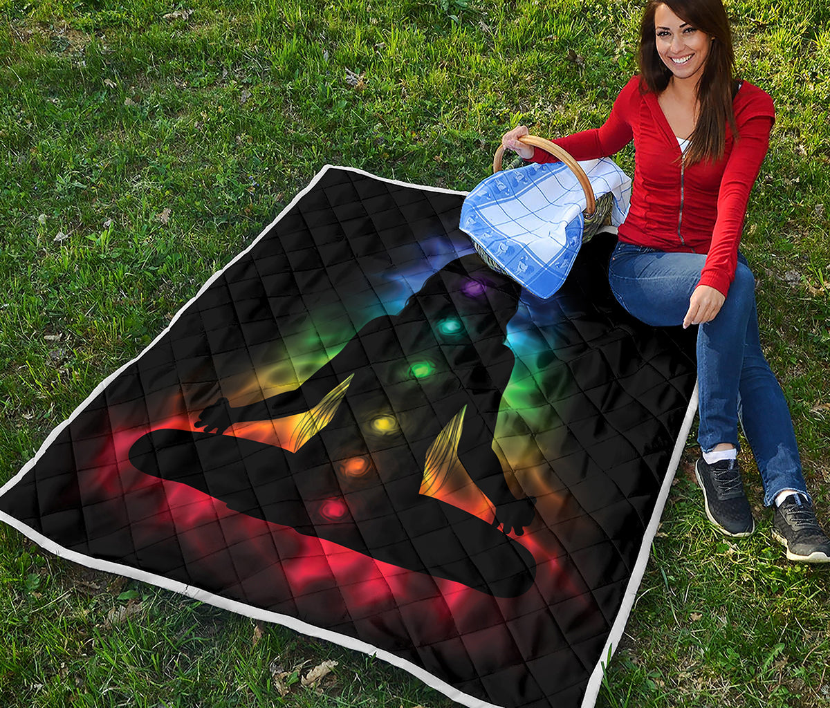 Seven Chakras Aura Print Quilt