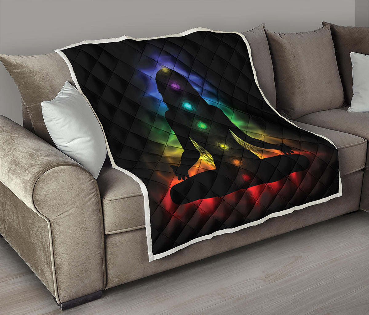 Seven Chakras Aura Print Quilt