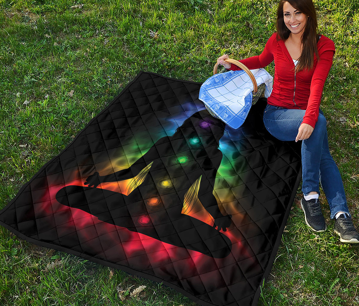 Seven Chakras Aura Print Quilt