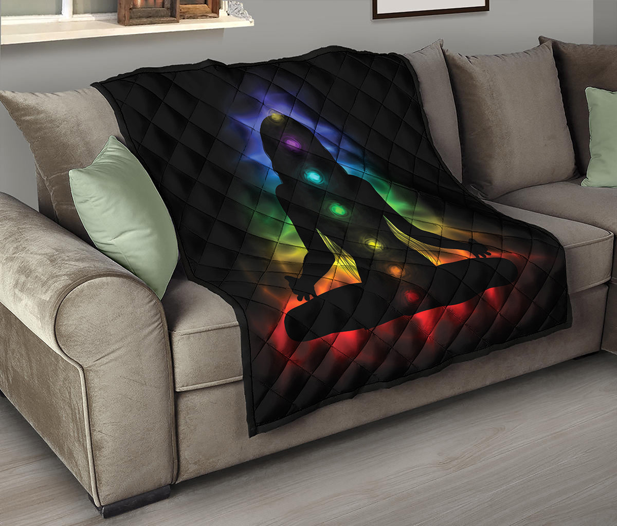 Seven Chakras Aura Print Quilt