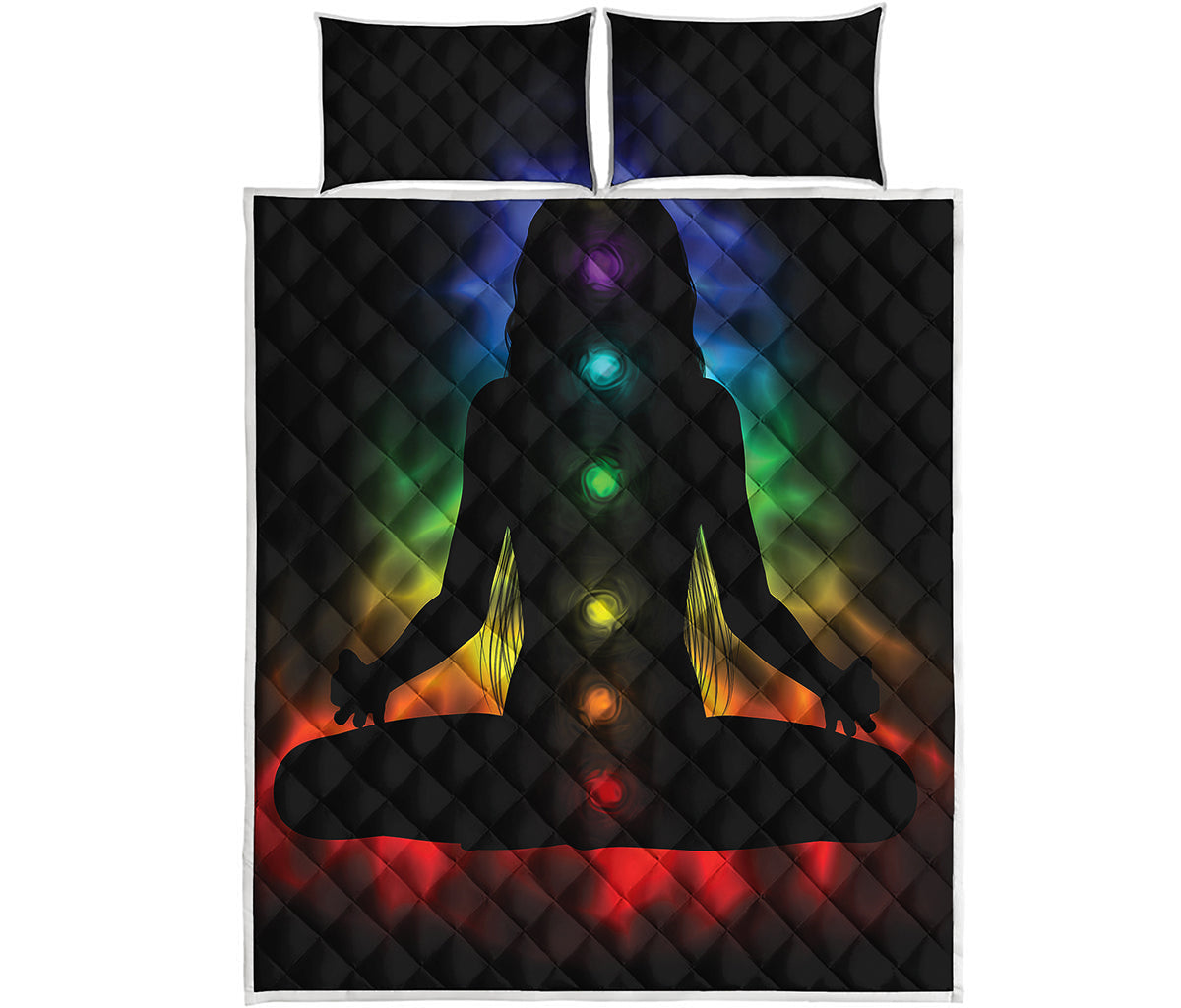 Seven Chakras Aura Print Quilt Bed Set