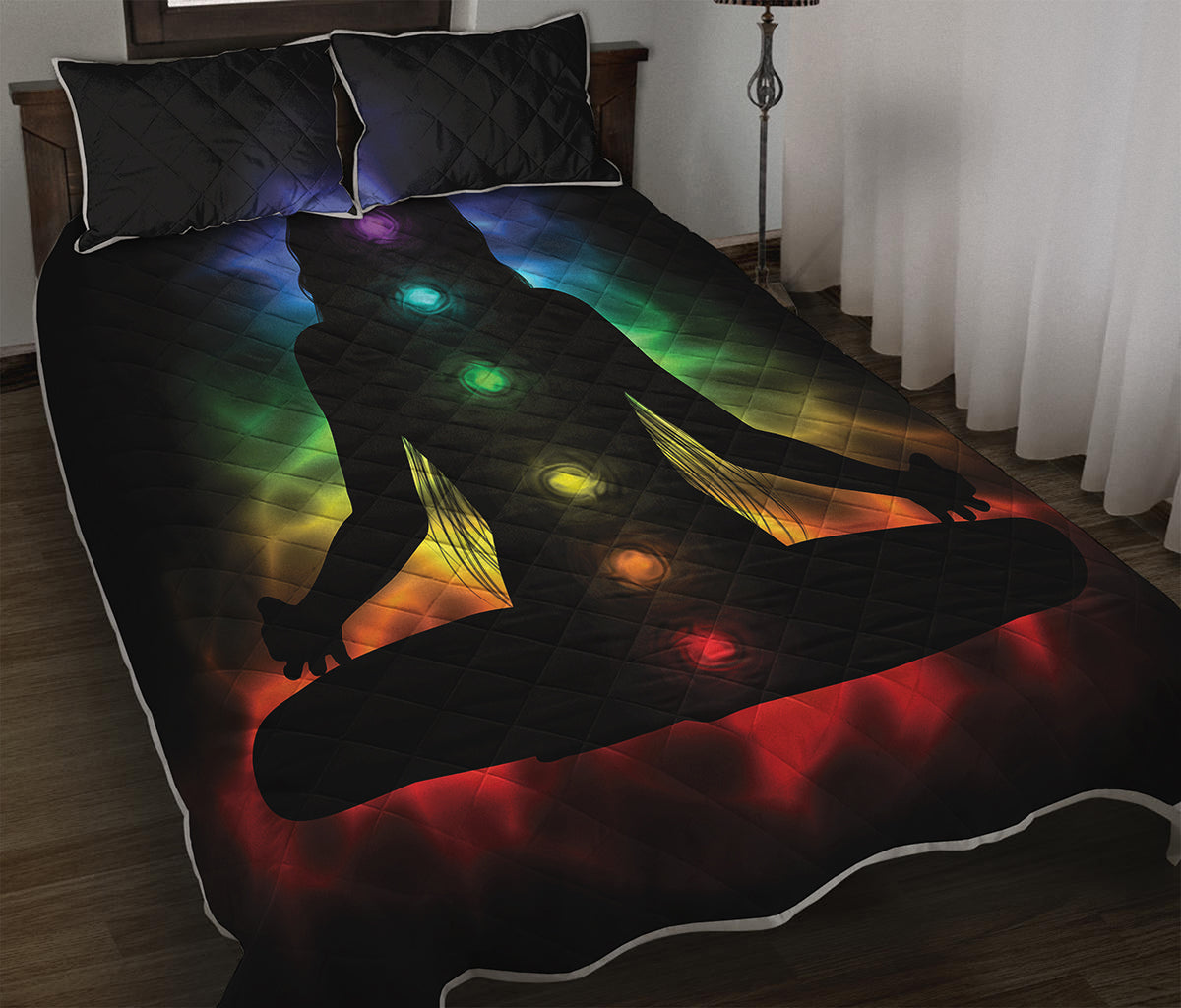 Seven Chakras Aura Print Quilt Bed Set