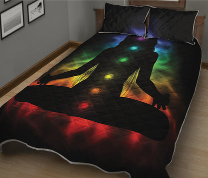 Seven Chakras Aura Print Quilt Bed Set