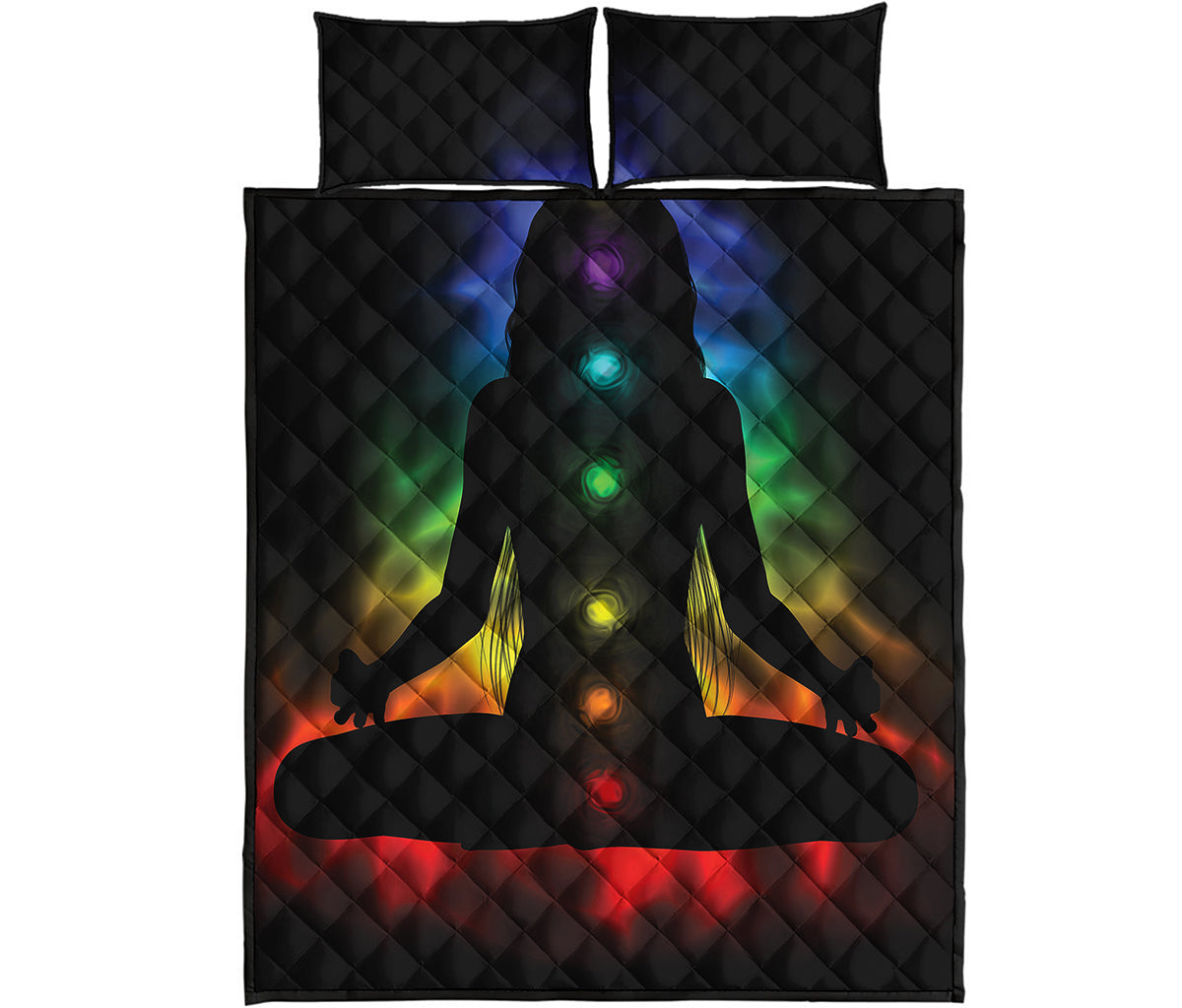 Seven Chakras Aura Print Quilt Bed Set