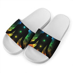 Seven Chakras Aura Print White Slide Sandals