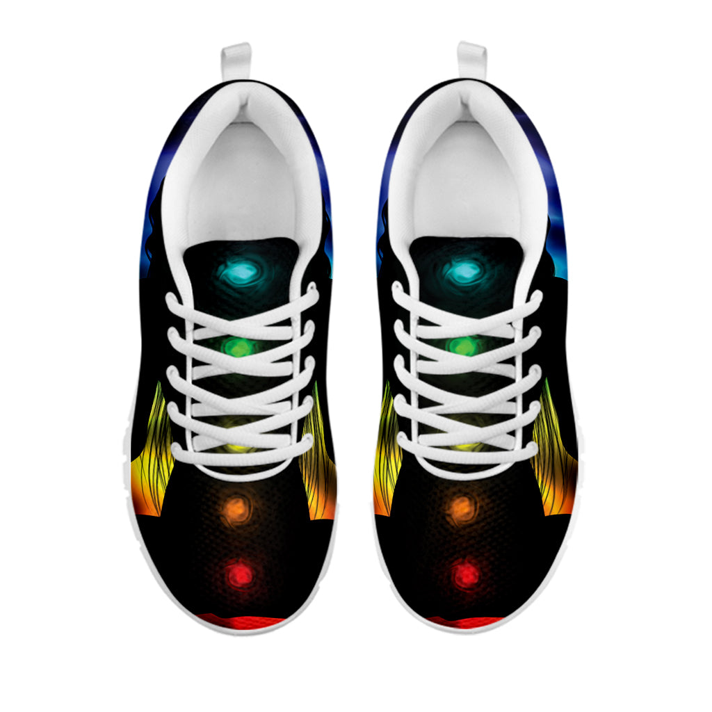 Seven Chakras Aura Print White Sneakers