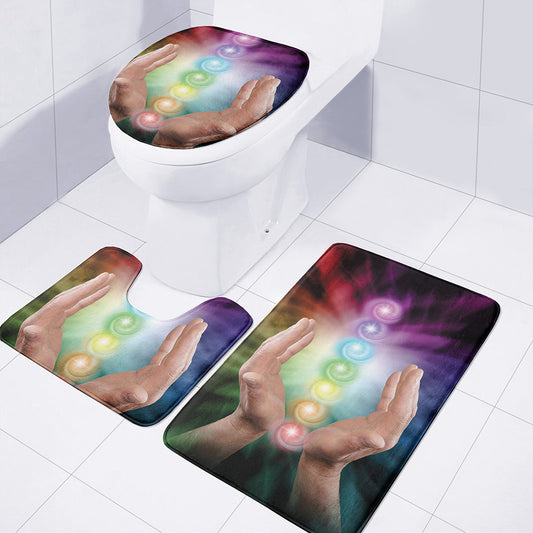 Seven Chakras Energy Print 3 Piece Bath Mat Set