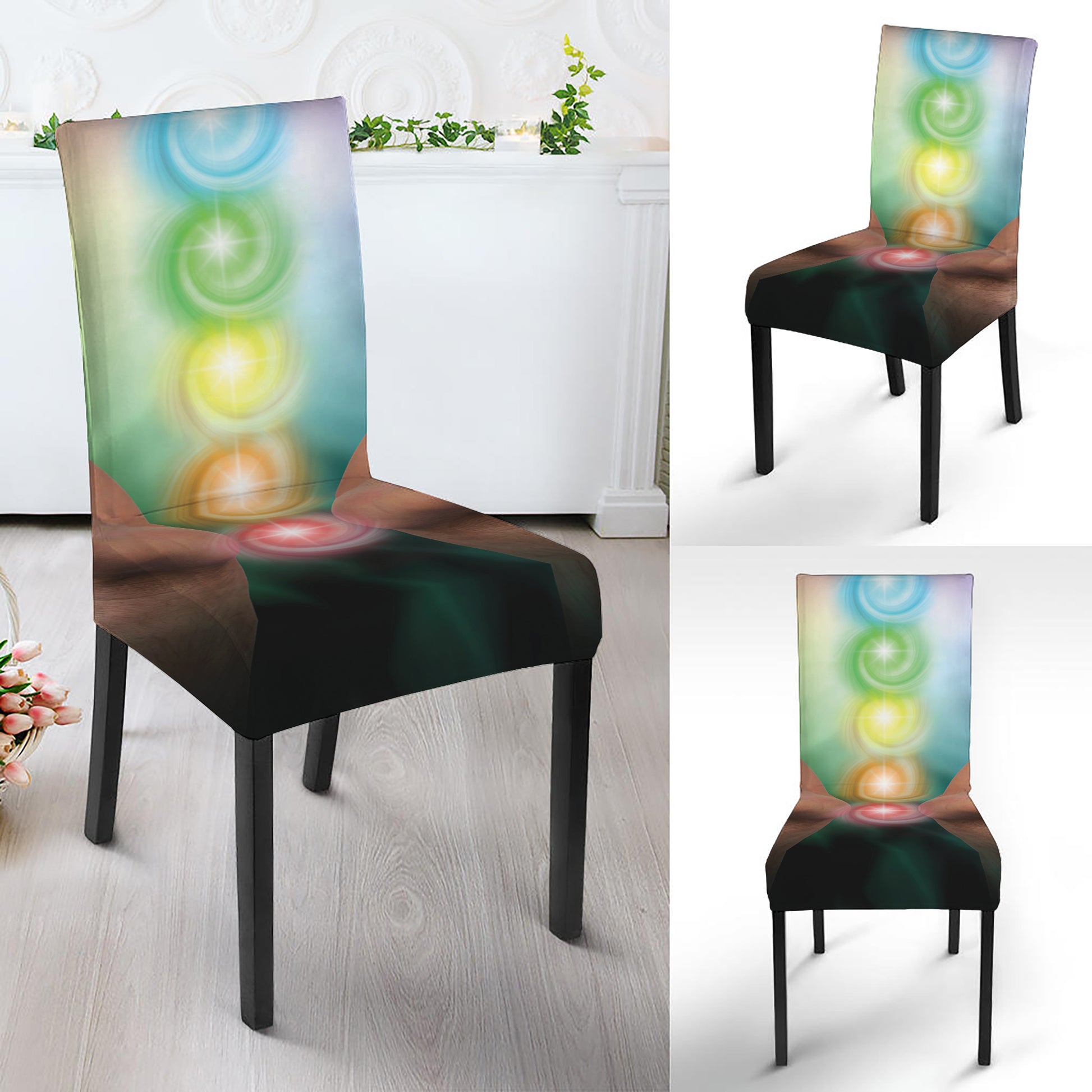 Seven Chakras Energy Print Dining Chair Slipcover