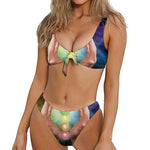 Seven Chakras Energy Print Front Bow Tie Bikini