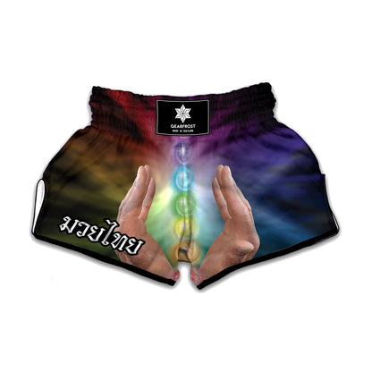 Seven Chakras Energy Print Muay Thai Boxing Shorts