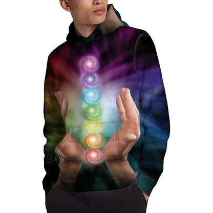 Seven Chakras Energy Print Pullover Hoodie