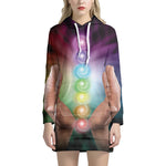 Seven Chakras Energy Print Pullover Hoodie Dress