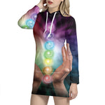Seven Chakras Energy Print Pullover Hoodie Dress