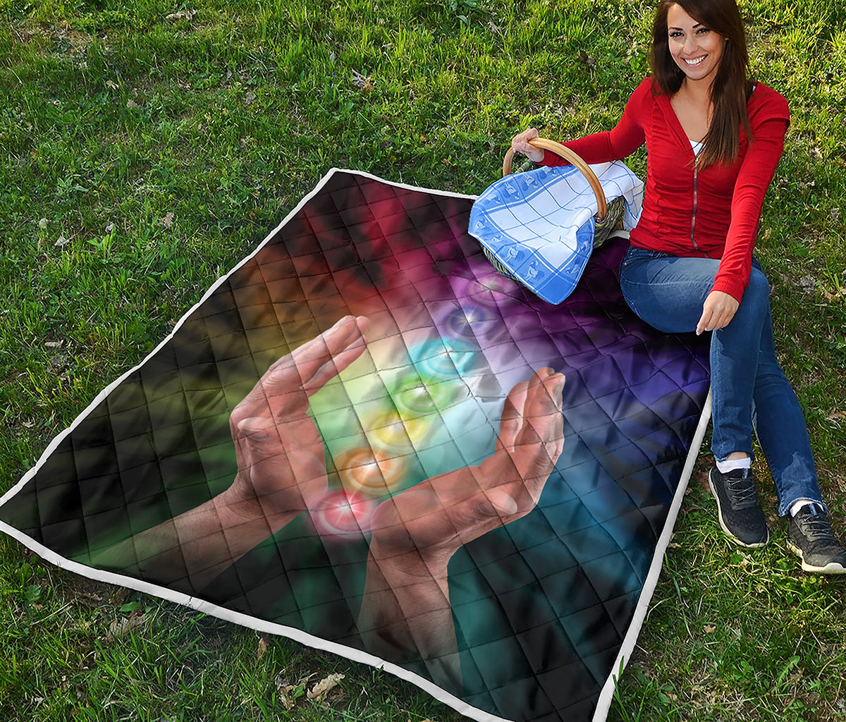 Seven Chakras Energy Print Quilt