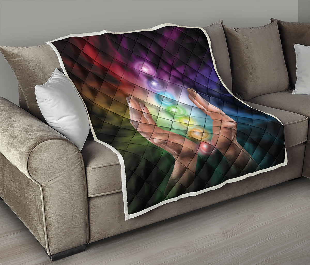 Seven Chakras Energy Print Quilt