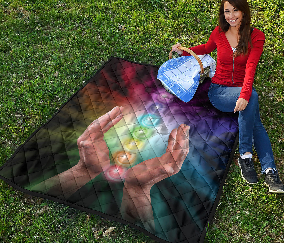 Seven Chakras Energy Print Quilt