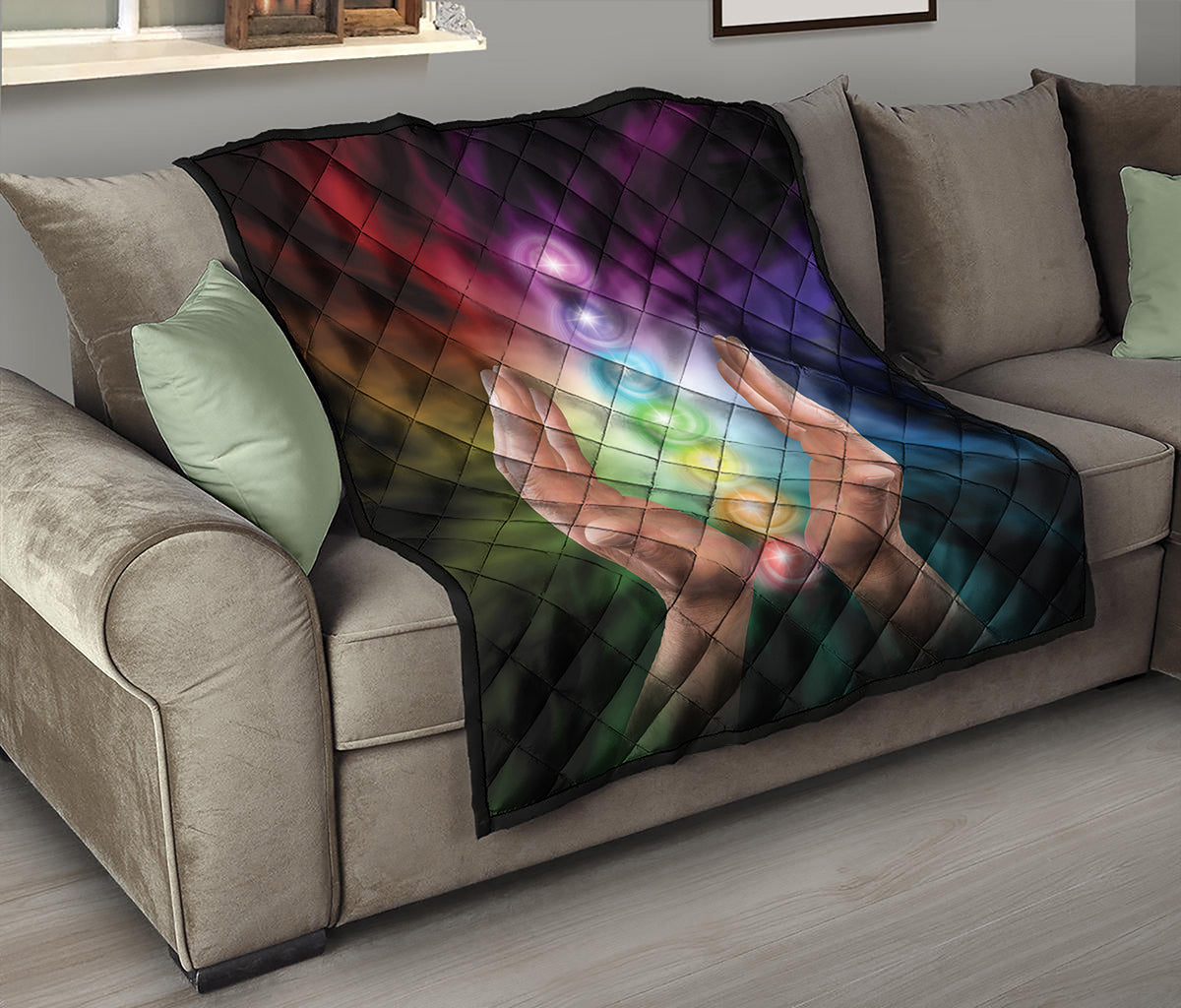 Seven Chakras Energy Print Quilt