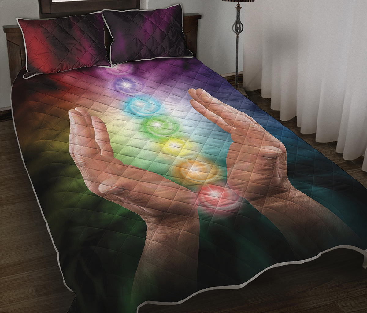 Seven Chakras Energy Print Quilt Bed Set