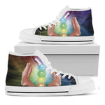 Seven Chakras Energy Print White High Top Shoes