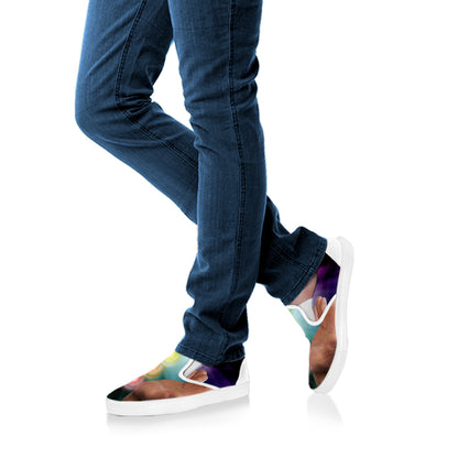Seven Chakras Energy Print White Slip On Shoes
