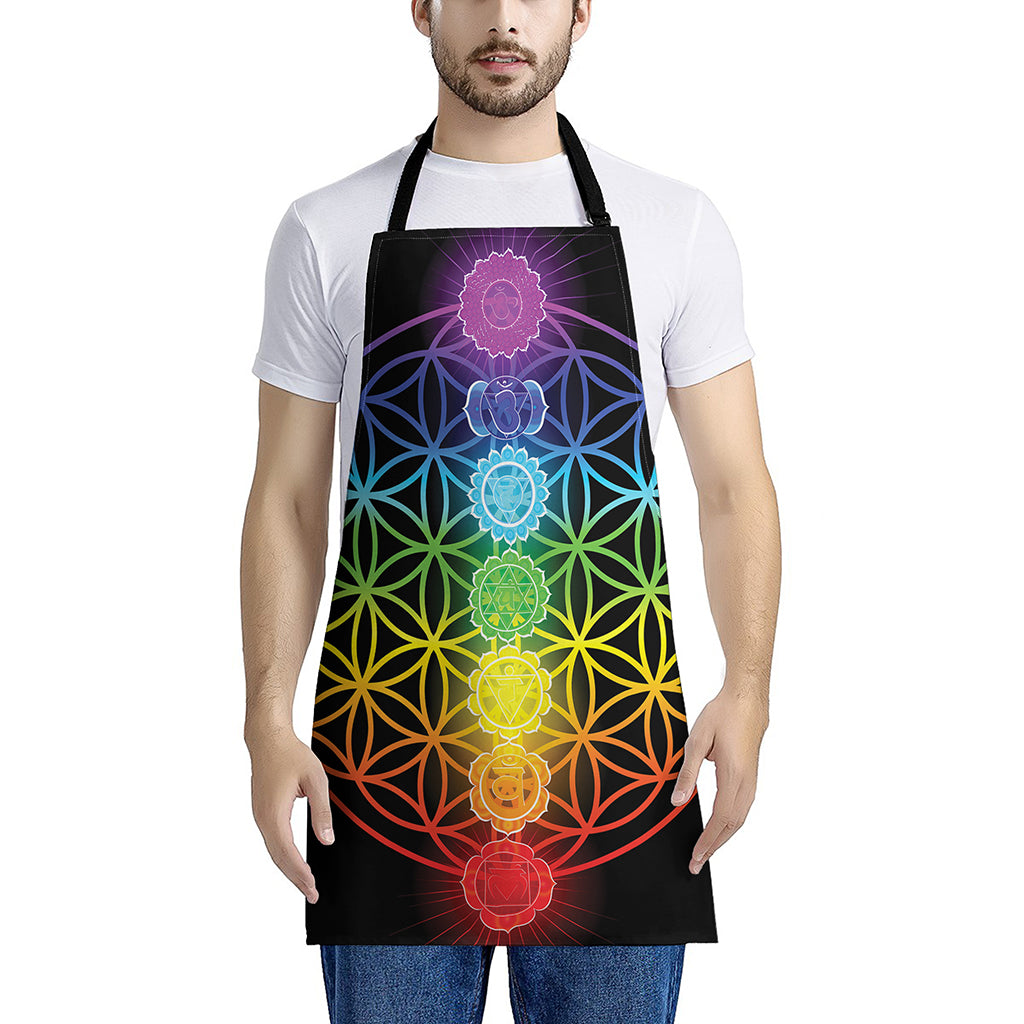 Seven Chakras Flower Of Life Print Apron