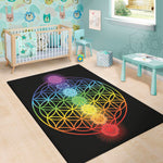 Seven Chakras Flower Of Life Print Area Rug