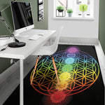 Seven Chakras Flower Of Life Print Area Rug