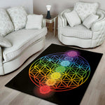 Seven Chakras Flower Of Life Print Area Rug