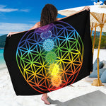 Seven Chakras Flower Of Life Print Beach Sarong Wrap