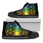Seven Chakras Flower Of Life Print Black High Top Shoes