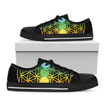 Seven Chakras Flower Of Life Print Black Low Top Shoes 