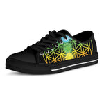 Seven Chakras Flower Of Life Print Black Low Top Shoes 