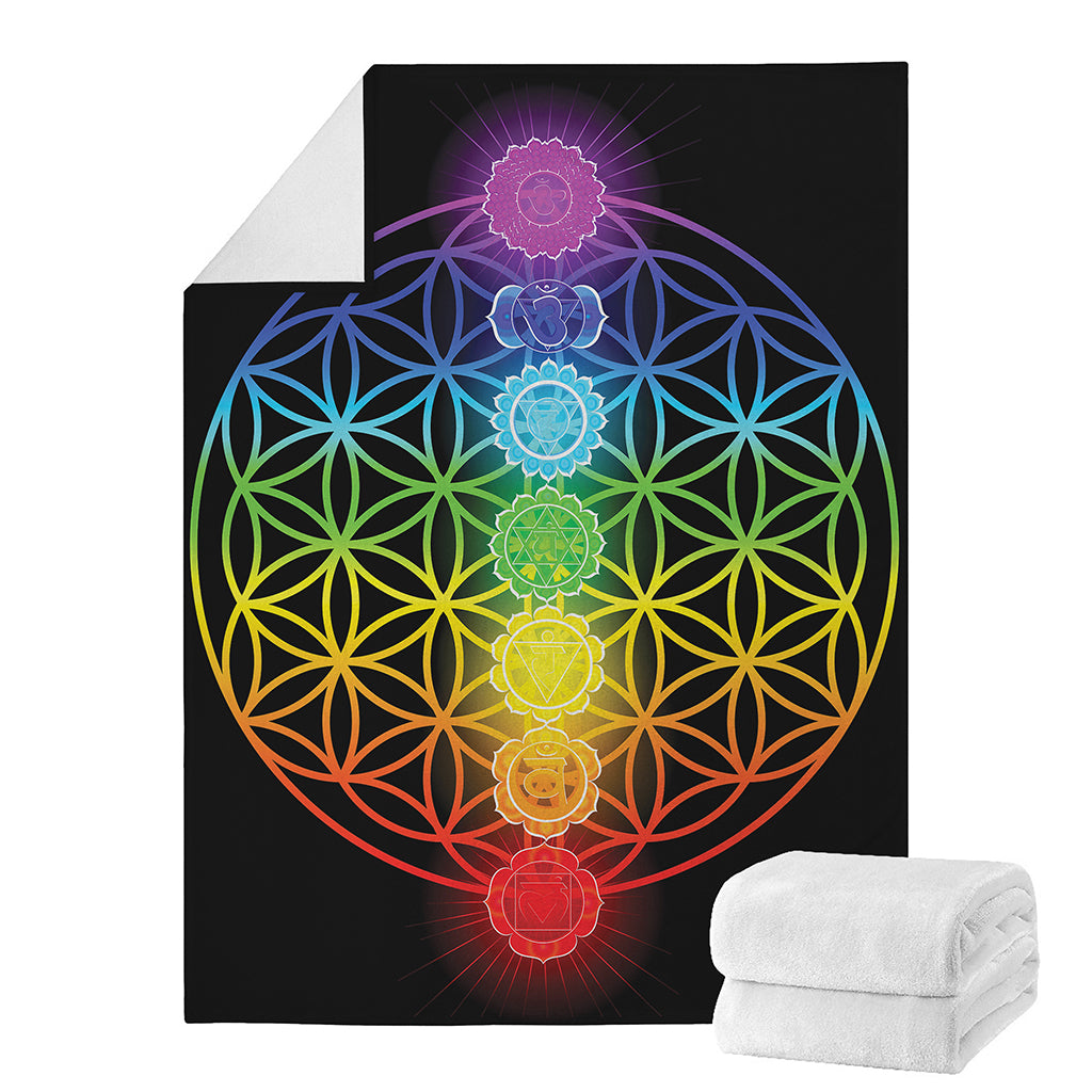 Seven Chakras Flower Of Life Print Blanket