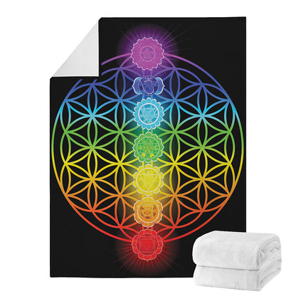 Seven Chakras Flower Of Life Print Blanket