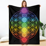 Seven Chakras Flower Of Life Print Blanket