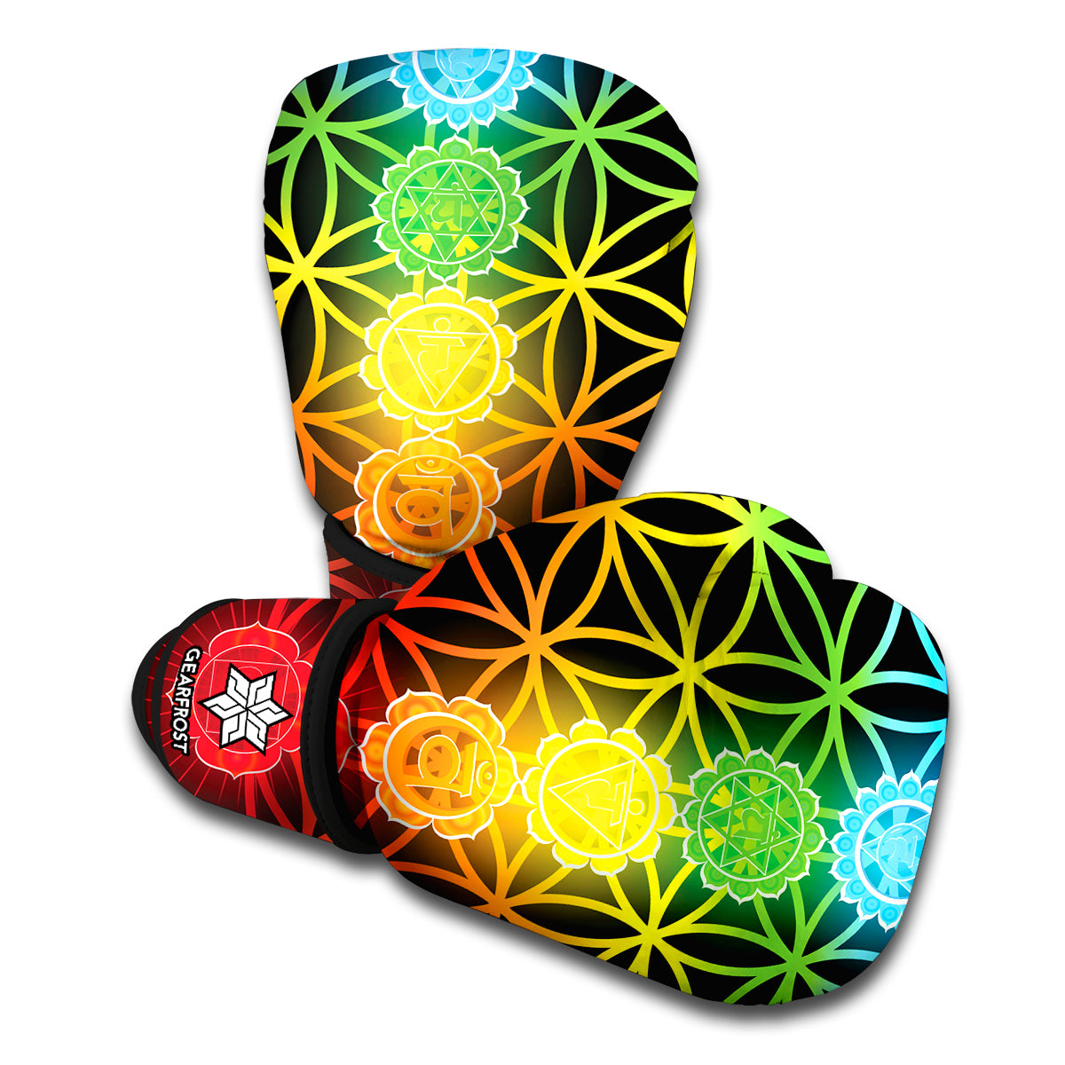 Seven Chakras Flower Of Life Print Boxing Gloves